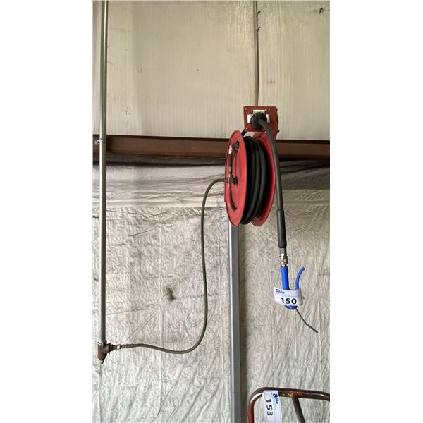 3 LINCOLN INDUSTRIAL WALL MOUNT HOSE REELS WITH HOSE