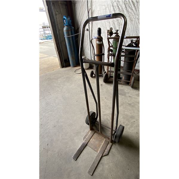 GREY METAL HAND TRUCK WITH FORKS