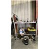 Image 1 : 2 TIER MOBILE WORKSHOP CART WITH ASSORTED SHOP CONTENTS- TOOLS, HARDWARE, SPRAY PAINT & MORE