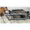 Image 2 : HEAVY DUTY ADJUSTABLE WORK TABLE WITH BENCH VICE & ELECTRIC DUAL BENCH GRINDER *CONTENTS NOT