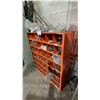 Image 2 : ORANGE METAL HARDWARE CABINET WITH ASSORTED HARDWARE