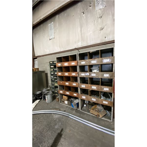 3 HARDWARE SHELVED WITH ASSORTED HARDWARE CONTENTS