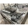 Image 2 : LARGE MOBILE METAL FRAMED WOOD TOP SHOP TABLE WITH ASSORTED STEEL COMPONENTS