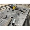 Image 3 : LARGE MOBILE METAL FRAMED WOOD TOP SHOP TABLE WITH ASSORTED STEEL COMPONENTS