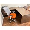 Image 3 : CONTENTS OF UPPER OFFICES INCLUDING- DESKS, CHAIRS, CLIENT CHAIRS, LEATHER LOVESEAT, 2 DOOR METAL