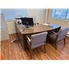 Image 4 : CONTENTS OF UPPER OFFICES INCLUDING- DESKS, CHAIRS, CLIENT CHAIRS, LEATHER LOVESEAT, 2 DOOR METAL