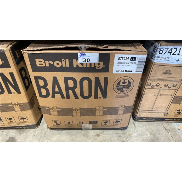 BROIL KING MODEL 875924. BARON S 440 PRO IR STAINLESS STEEL PROPANE GRILL WITH BLUE LED LIGHT