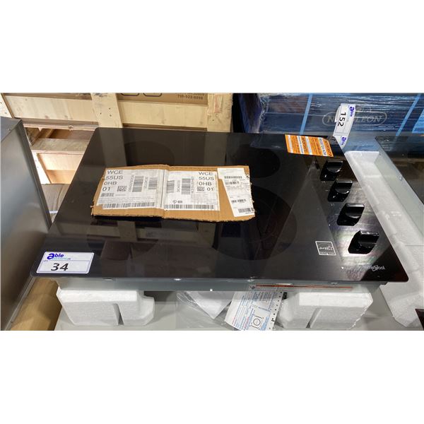 WHIRLPOOL MODEL WCE55US0HB01. 30" BLACK ELECTRIC CERAMIC GLASS COOKTOP