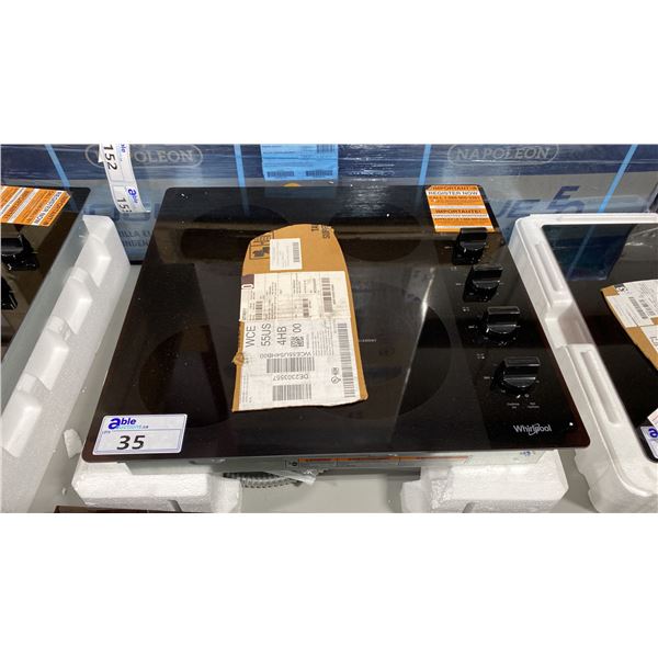 WHIRLPOOL MODEL WCE55US4HB. 24" BLACK COMPACT BUILT IN ELECTRIC CERAMIC GLASS COOKTOP