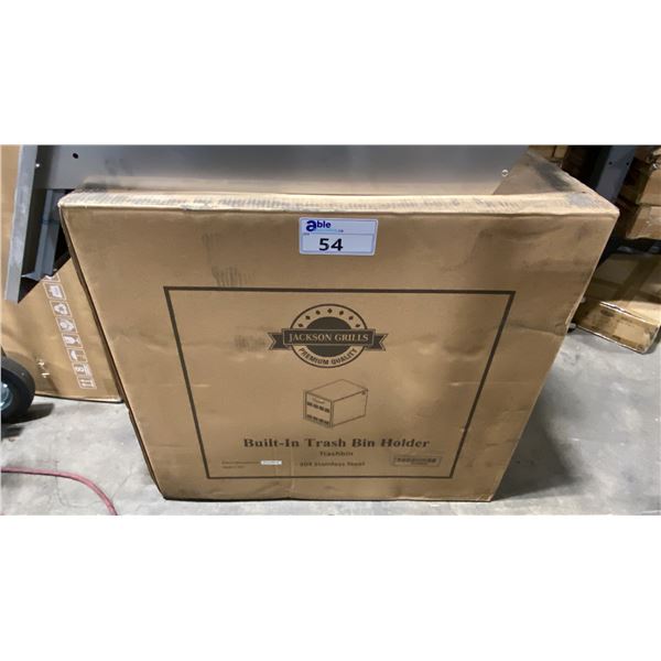 JACKSON GRILLS STAINLESS STEEL OUTDOOR BUILT IN TRASH BIN HOLDER *IN BOX*