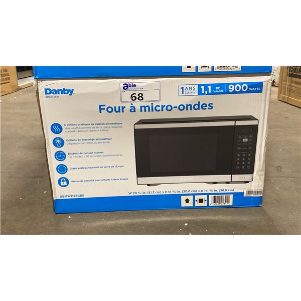 DANBY MODEL DBMW1126BBS. 1.1 CU FT BLACK/STAINLESS STEEL COUNTERTOP MICROWAVE