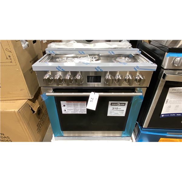 ELECTROLUX MODEL ECFD3068AS. 30" FREESTANDING 5 BURNER DUAL FUEL RANGE WITH INTEGRATED TEMPERATURE