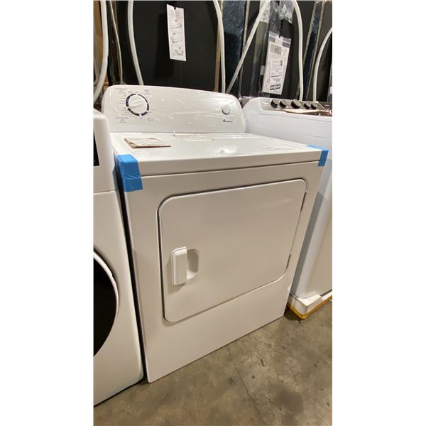 AMANA MODEL YNED4655EW1. HEAVY-DUTY 29-INCH FRONT-LOAD VENTED ELECTRIC DRYER FINISHED IN WHITE