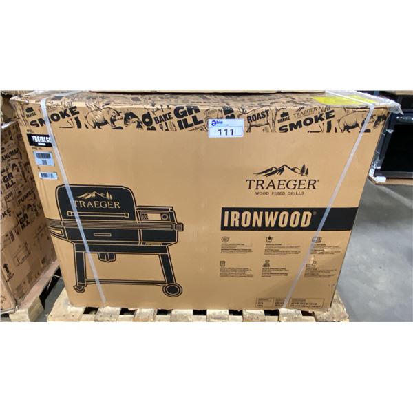 TRAEGER MODEL TFB61RLGC. IRONWOOD WOOD PELLET GRILL & SMOKER, SMART, DOUBLE-WALL INSULATION
