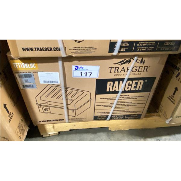 TRAEGER MODEL TFT18KLDC. RANGER, ULTRA-PORTABLE ELECTRIC TABLETOP WOOD PELLET GRILL AND SMOKER