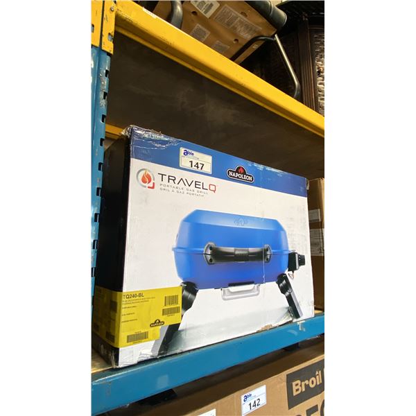 NAPOLEON TRAVELQ MODEL TQ240-BL. TOPAZ BLUE PROPANE TRAVEL GRILL *IN BOX*