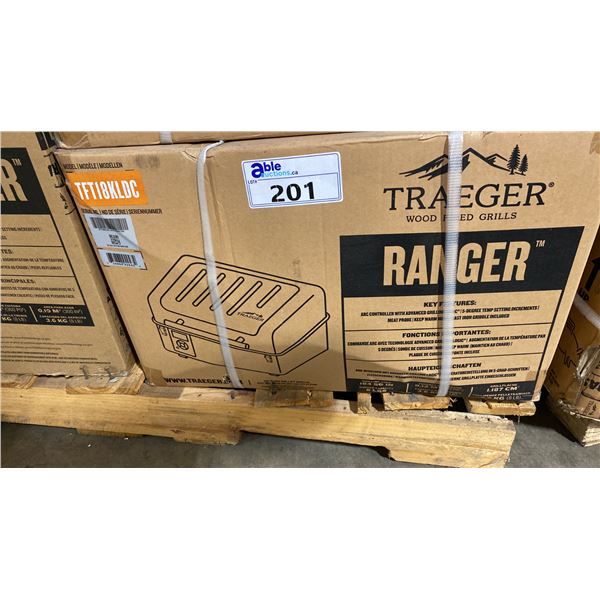 TRAEGER MODEL TFT18KLDC. RANGER, ULTRA-PORTABLE ELECTRIC TABLETOP WOOD PELLET GRILL AND SMOKER