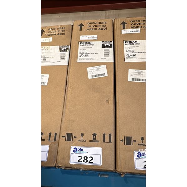 BROAN MODEL BNDD124WW. 24" WHITE UNDER CABINET RANGE HOOD WITH 375 CFM BLOWER MAX,