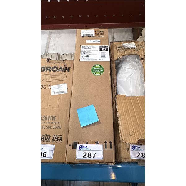 BROAN MODEL ALT130WW. NUTONE 30" WHITE UNDER CABINET RANGE HOOD WITH 300 MAX BLOWER CFM,