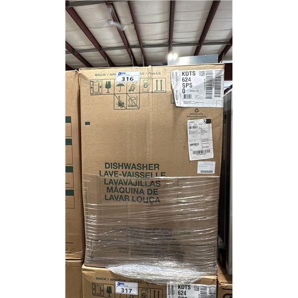 KITCHENAID MODEL KDTS624SPS. 24" BUILT IN DISHWASHER IN STAINLESS STEEL