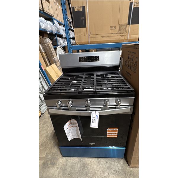 WHIRLPOOL MODEL WFGS4530SZ. 30" GAS RANGE WITH 5 BURNERS, STEAM CLEAN, CONVECTION AND AIR FRY