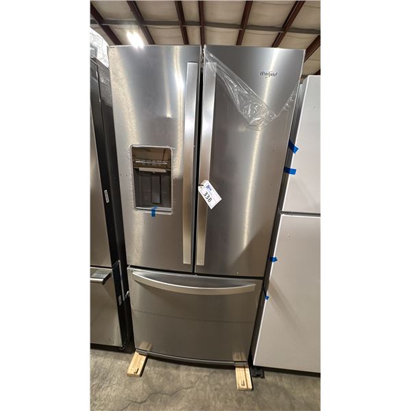 WHIRLPOOL MODEL WRF560SEHZ. 30" STAINLESS STEEL FRENCH DOOR FRIDGE WITH WATER DISPENSER AND BOTTOM