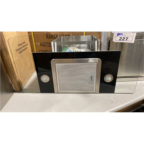 HAIER MODEL HCH6100ACS. 36" WALL MOUNT CHIMNEY RANGE HOOD 450-500 CFM, VENTING VERSATILITY, PUSH