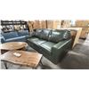 Image 2 : DECOREST MODEL 3483-01. LEATHER SOFA, DARK OLIVE GREEN