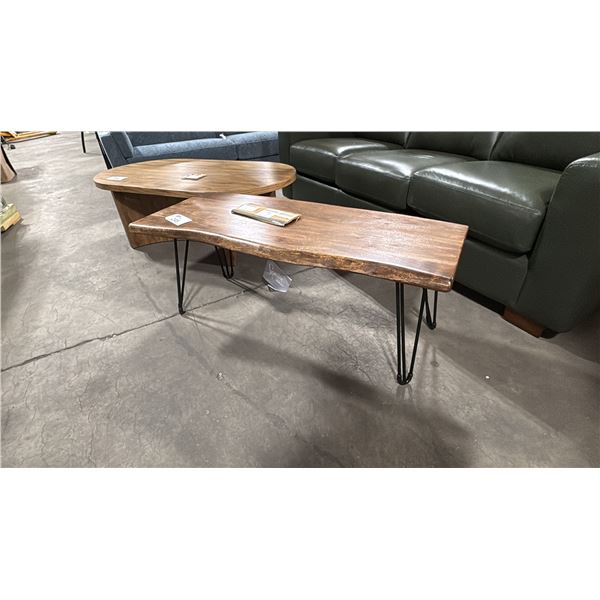 ASHLEY MODEL A3000631. HAILEETEN COLLECTION LIVE EDGE SOLID WOOD ACCENT BENCH WITH HAIRPIN LEGS.