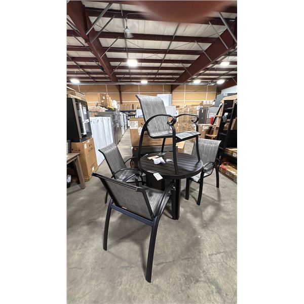 MALLIN 3' ROUND BLACK ALUMINUM OUTDOOR PATIO TABLE WITH 4 CHAIRS