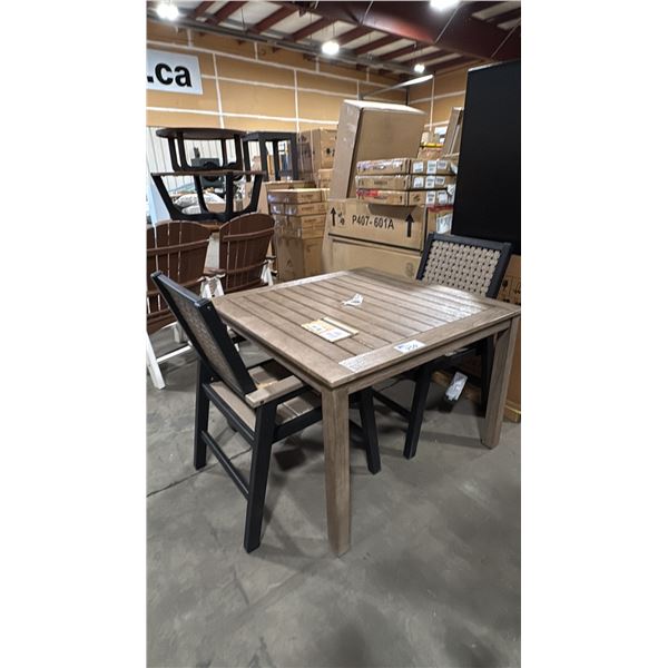 ASHLEY SIGNATURE DESIGN MODEL P359-615. ARIA PLANES SQUARE OUTDOOR DINING TABLE WITH PAIR OF