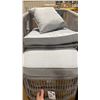 Image 2 : SIGNATURE DESIGN BY ASHLEY LOUNGE CHAIR/ OTTOMAN/ END TABLE WITH CUSHIONS SET IN GREY