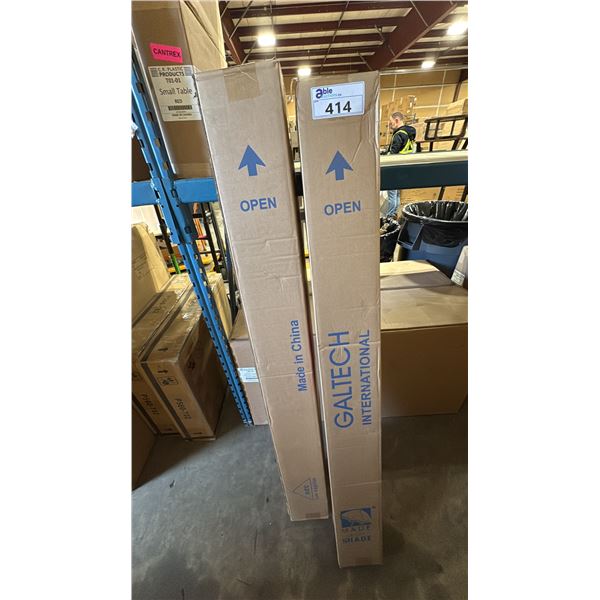PAIR OF GALTECH INTERNATIONAL CANVAS 9' MANUAL TILT PATIO UMBRELLAS *IN BOX*