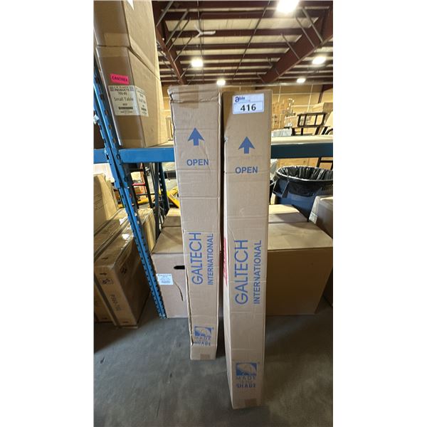 PAIR OF GALTECH INTERNATIONAL LEMON YELLOW 9' MANUAL TILT PATIO UMBRELLAS *IN BOX*