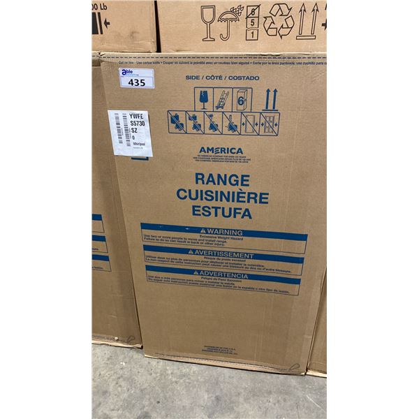 WHIRLPOOL MODEL YWFES5730SZ. 30" STAINLESS STEEL FREESTANDING SMART ELECTRIC SINGLE OVEN RANGE