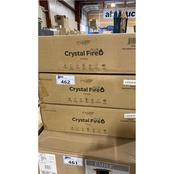 GROUP OF 3 CRYSTAL FIRE PLUS MODEL CFP20-K. 20" ROUND OUTDOOR FIRE PIT/ FIRE TABLE GAS BURNERS