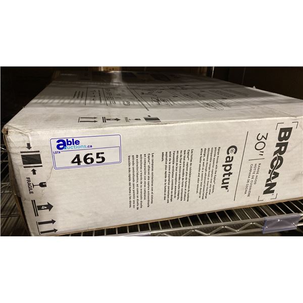 BROAN MODEL BCS330SSC. 30" STAINLESS STEEL GLACIER SERIES UNDER CABINET RANGE HOOD