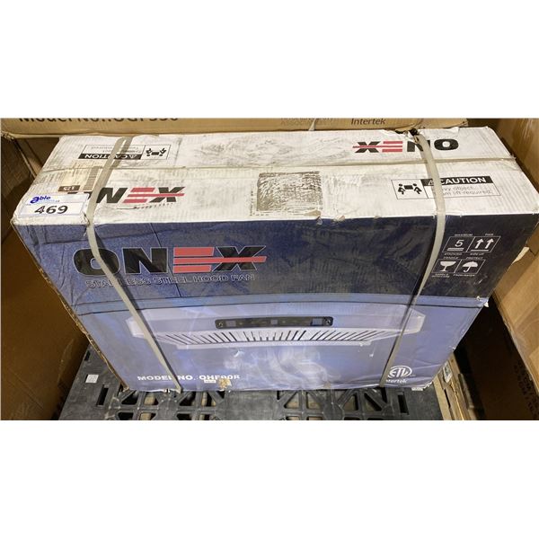 ONEX MODEL OHF90R. 30 UNDER-CABINET, RANGE HOOD, 430 STAINLESS STEEL