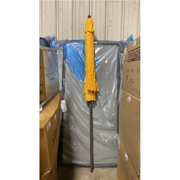 PAIR OF GALTECH INTERNATIONAL LEMON YELLOW 9' MANUAL TILT PATIO UMBRELLAS *1-IN BOX, 1-DISPLAY*