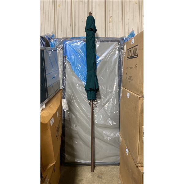 PAIR OF GALTECH INTERNATIONAL FOREST GREEN 9' MANUAL TILT PATIO UMBRELLAS *1-IN BOX, 1-DISPLAY*
