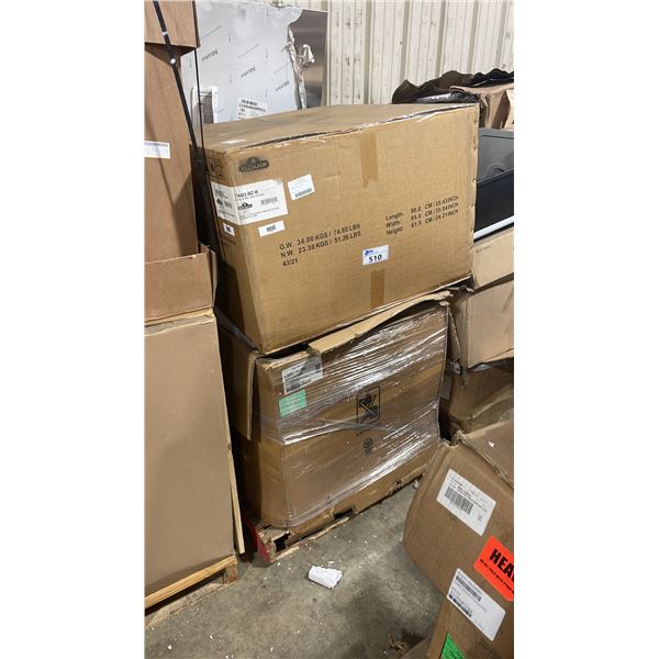 PALLET OF ASSORTED NAPOLEON FIRE TABLE BASES & BARBEQUE PARTS *MUST TAKE ALL*