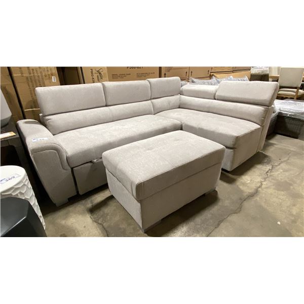 BATTISTA LIGHT GREY  SLEEPER SECTIONAL 3 SEAT SOFA WITH LOUNGE APPROX 97 X 63"