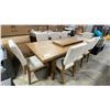 Image 1 : PIKE & MAIN 9 PCS LIGHT WOOD DINING SET INCLUDING TABLE LEAF, 8 BEIGE PADDED SIDE CHAIRS *DISPLAY