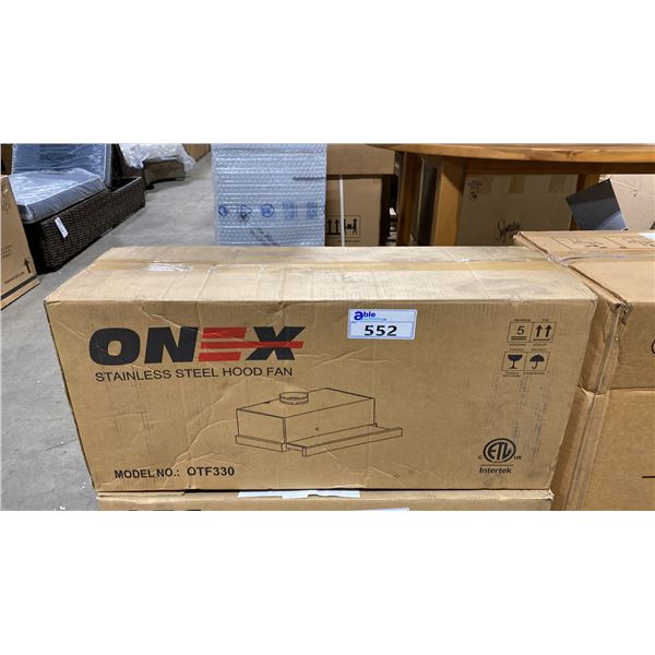 ONEX MODEL OTF330. 30" TELESCOPIC SLIDE OUT UNDER CABINET RANGE HOOD