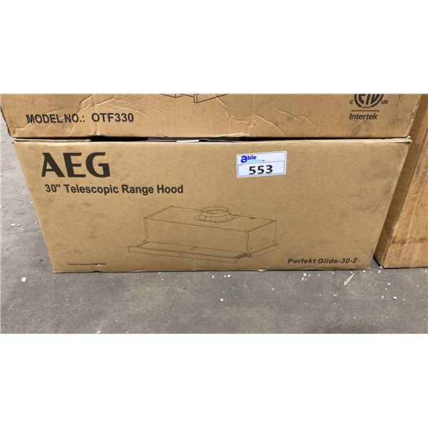 AEG PERFEKT GLIDE-30-2. 30"  BUILT IN, TELESCOPIC GLIDE OUT UNDER CABINET RANGE HOOD