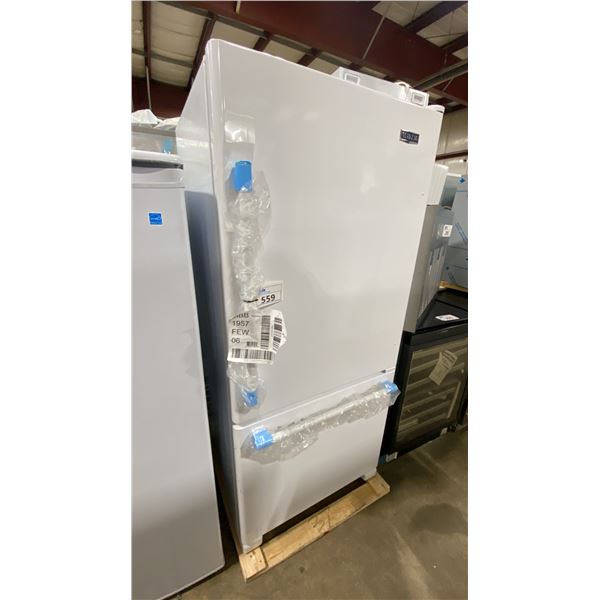 MAYTAG MODEL MBB1957FEW. WHITE 30" 18.67 CU FT  BOTTOM FREEZER REFRIGERATOR