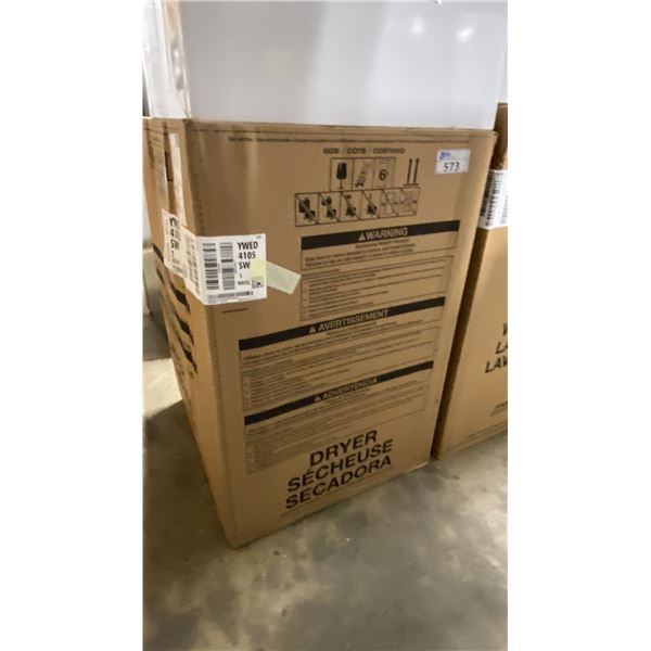 WHIRLPOOL MODEL YWED4105SW. 7.0 CU FT FRONT LOAD VENTED ELECTRIC DRYER