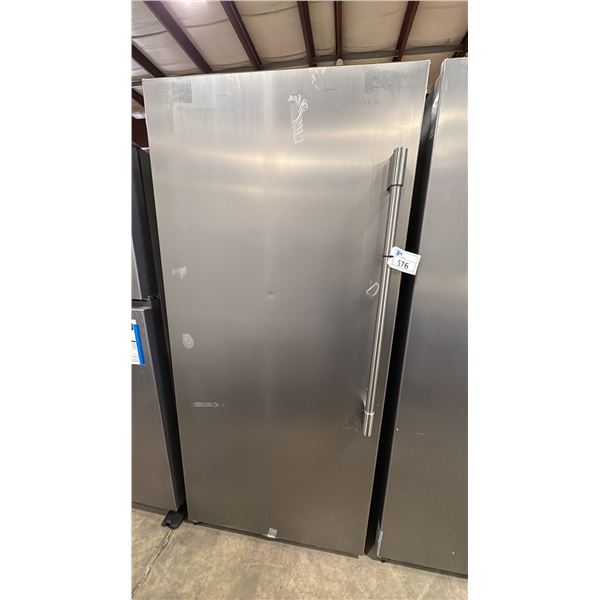 FRIGIDAIRE MODEL FPFU19F8WF4. STAINLESS STEEL 19 CU FT SINGLE DOOR UPRIGHT FREEZER COLUMN WITH