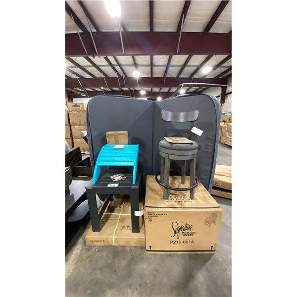 ASHLEY SIGNATURE DESIGN P210-601A OUTDOOR CHAIR IN BOX, ELEMENTS GREY SIDE TABLE IN BOX, C.R
