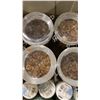 Image 2 : GREY FOLD TOP BIN OF ASSORTED DECORATIVE GLASS / BABY OUTFIT *BIN INCLUDED*